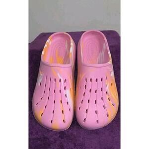 Just Be Women's Tie Dye Slip-On Clog Sandals Pink Yellow Size 7